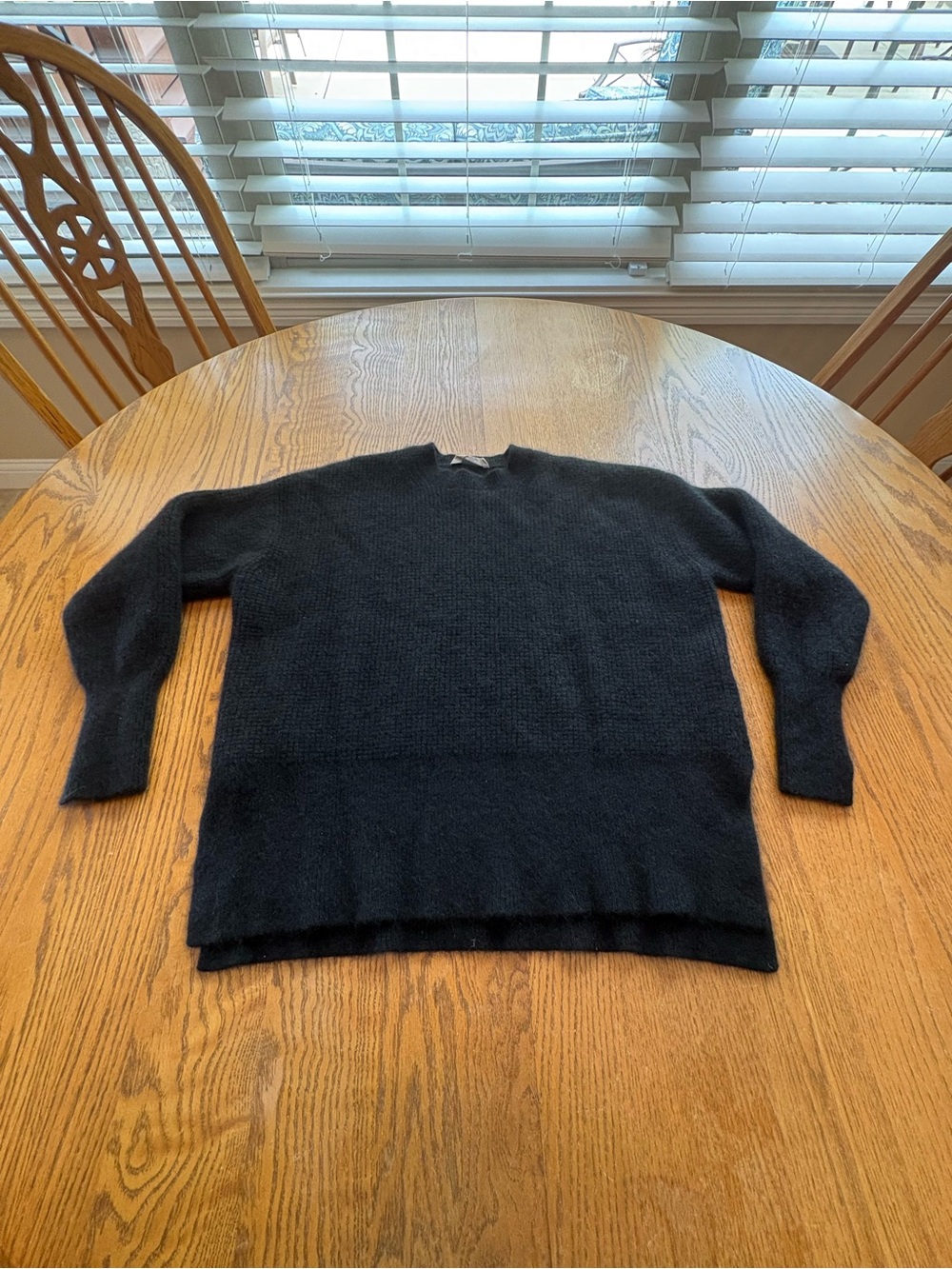 Everlane Black Boxy Crew Neck Cashmere Textured Sweater Size M